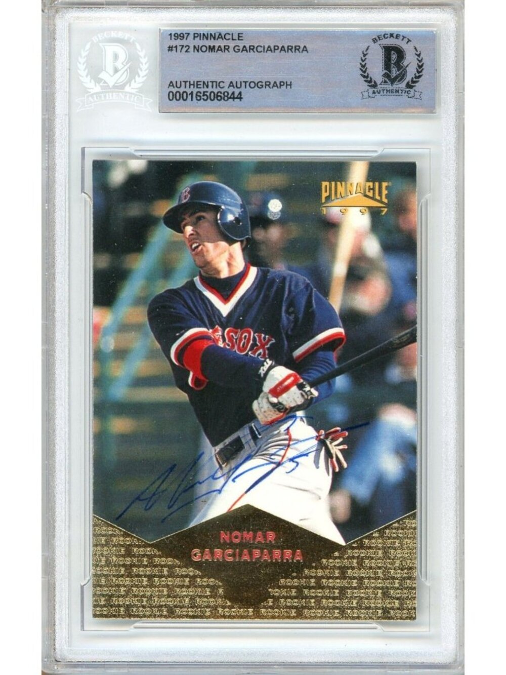 Nomar Garciaparra Signed 1997 Pinnacle #172 RC Red Sox Beckett BAS Slab Auto MLB